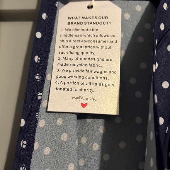 Navy blue belted polka dot ankle length dress. - Picture 4 of 5